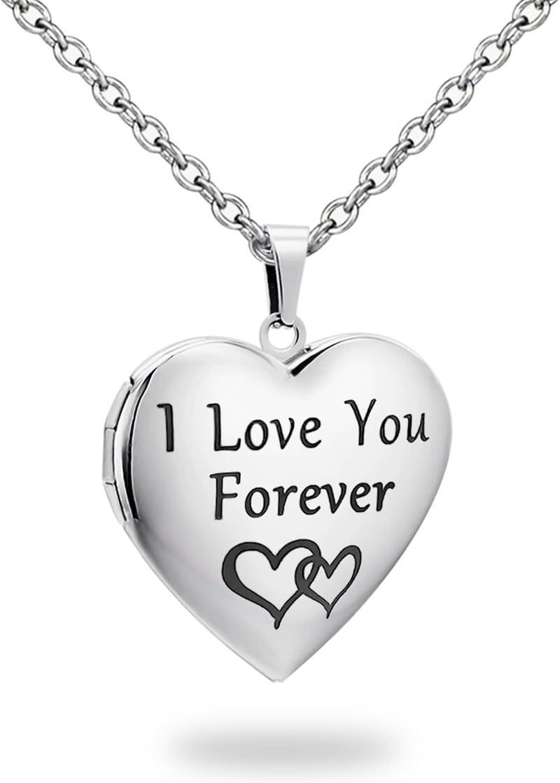 PHOCKSIN Locket Necklace for Women Black/Gold/Silver Locket Necklace Oval/Round/Heart Photo Necklace New Years Gifts for Girls - Image 1